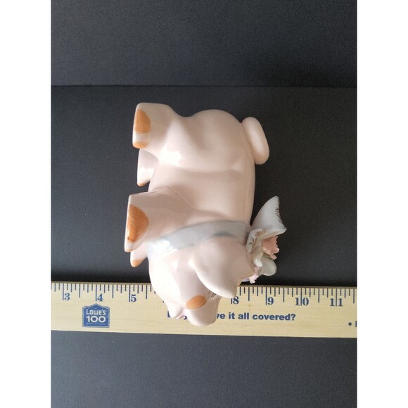 Vintage Lefton Cottagecore Kitsch Ceramic 3D  Flower Pink Pig Piggy Coin Bank - Picture 12 of 12